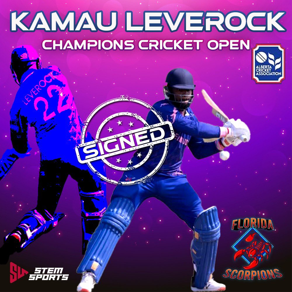 Stemsports1's tweet photo. Deal Announcement - Kamau Leverock will play for Florida Scorpions in the Champions Cricket Open in Canada!  @KLeverock_22 🤩✈️🇨🇦

#Cricket #Canada #CCCup #FloridaScorpions #Scotland #Allrounder #KL22 #OneTeamOneDream #StemSports https://t.co/GbzRjUjivs