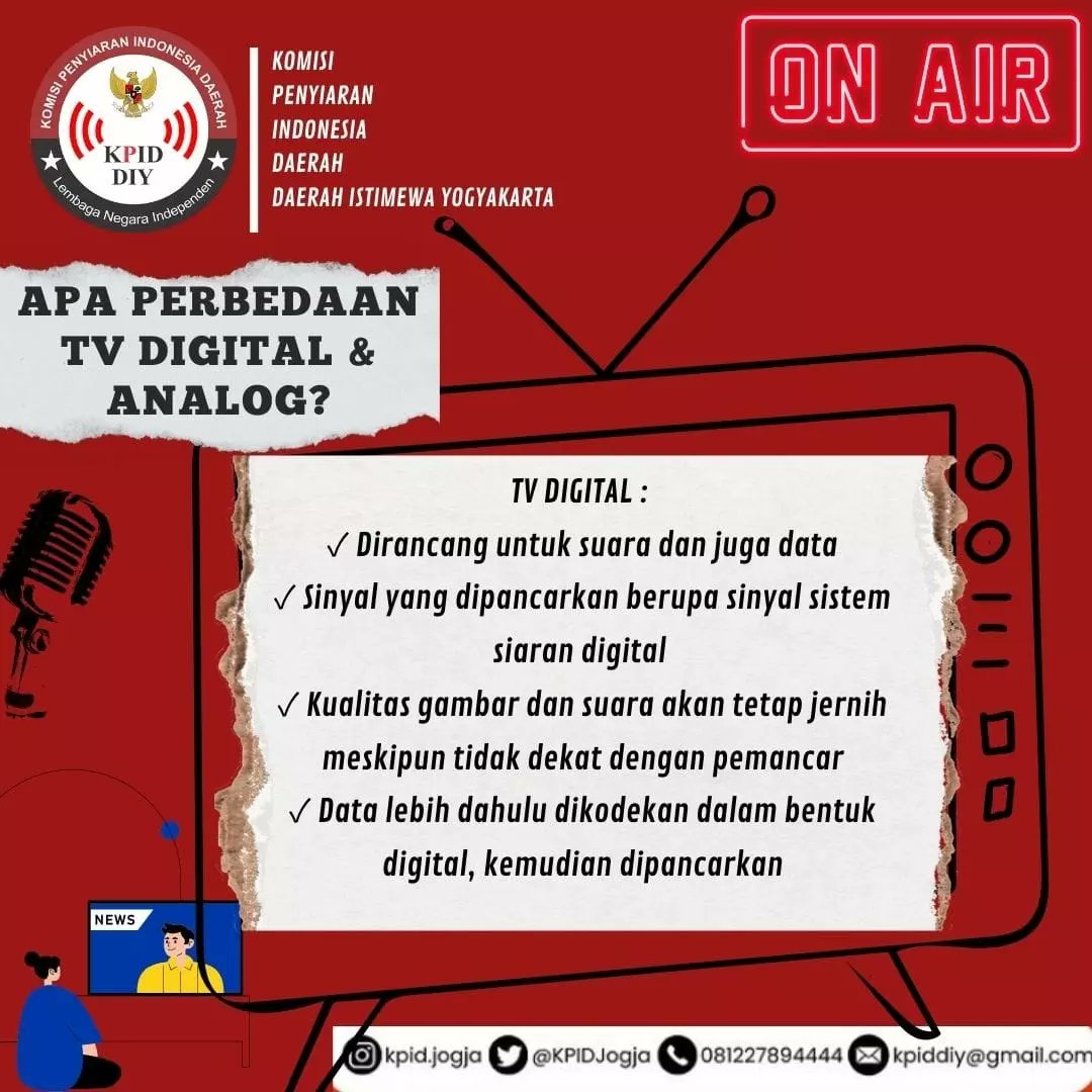 kpidjogja's tweet photo. Hai sobat penyiaran!

Mari mengenal perbedaan Tv Digital dan Tv Analog!! https://t.co/OXAy0BOkby