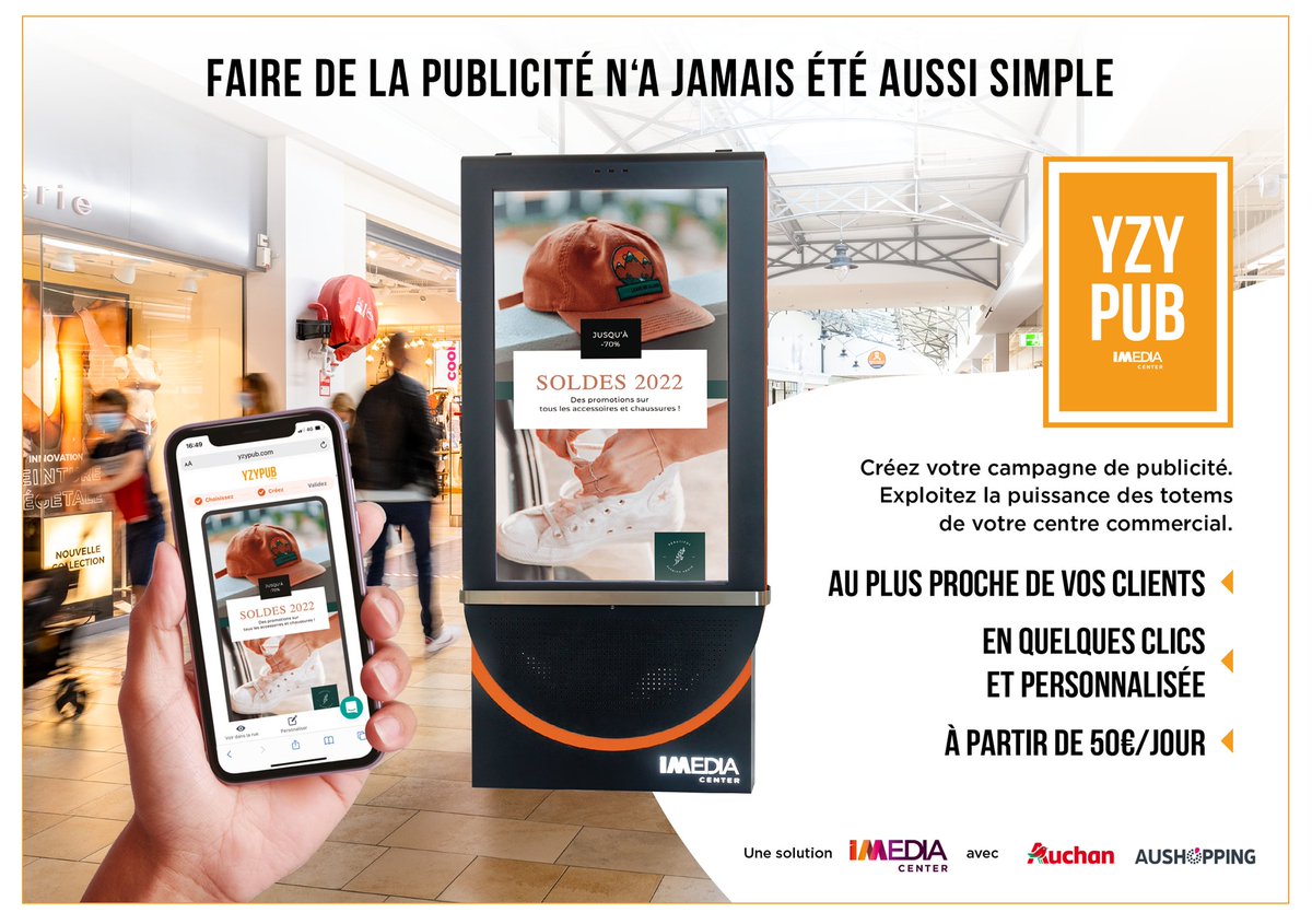 Imediacenter_'s tweet photo. 🚨 La régie lance le self-service #DOOH avec #YZYPUB ➡ https://t.co/fqgQA1Dt4g.

#Imediacenter et @gloohmedia ont développé une plateforme servicielle, qui permet aux annonceurs locaux de concevoir leur campagne d’affichage digital en toute autonomie.
1/2 https://t.co/jKnrLZUv3a