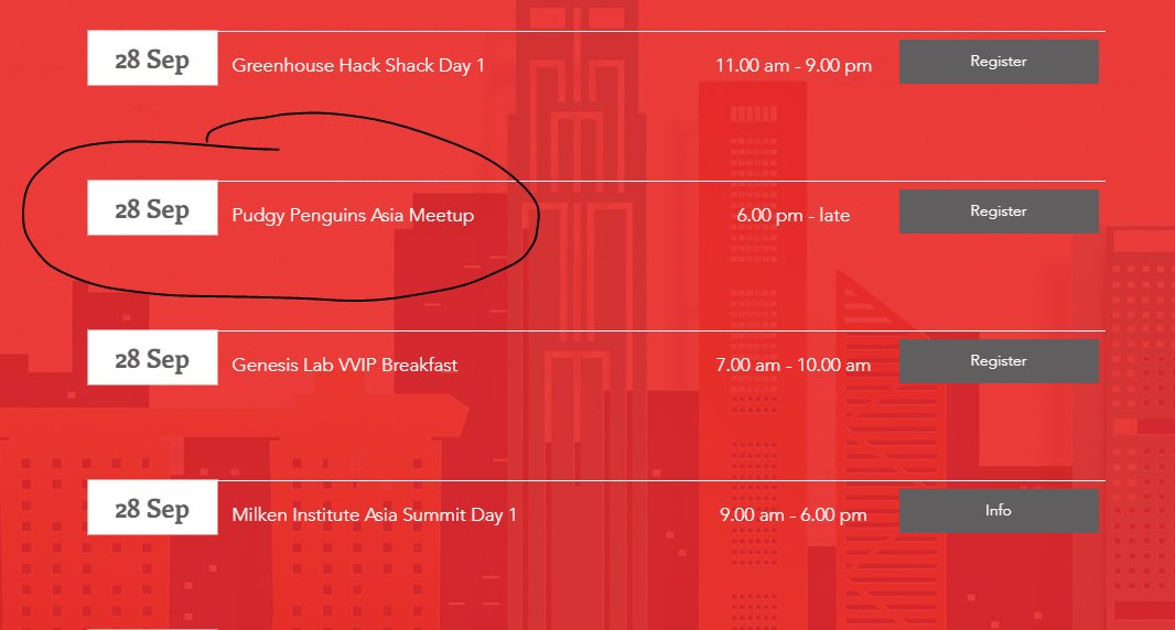 PudgyAsia's tweet photo. "Pudgy Penguins Asia Meetup" becomes one of the side events in Singapore during the "Asia Crypto Week" by @token2049 ... so far, we have around 60 @pudgypenguins 🐧 from 17 different countries joining the meetup. prolly nth.

 #AsiaPengs #token2049 https://t.co/EOyDgwQQ2p
