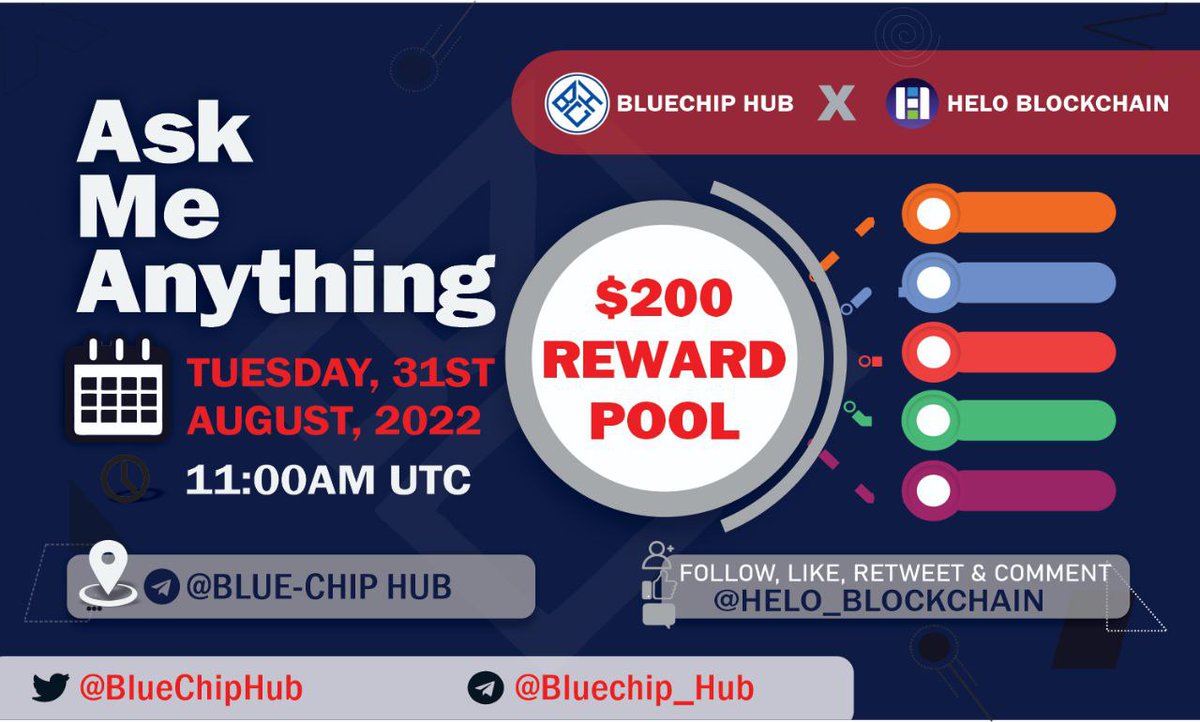 gchuxxx's tweet photo. 🗣BLUE-CHIP HUB will be hosting a voice AMA with @Helo_Blockchain
🏚Venue For AMA ⤵️👇👇
@BLUECHIP_HUB
🗓Date: Tuesday, 31st August
⏰ Time: 11:00am UTC
💰Reward Pool : $200
Comment your questions below 👇👇
https://t.co/7R0oWiTgFt
#UnbottedAMA
#Giveaways
#AMA
#Bluechip https://t.co/GyNXyKILWt