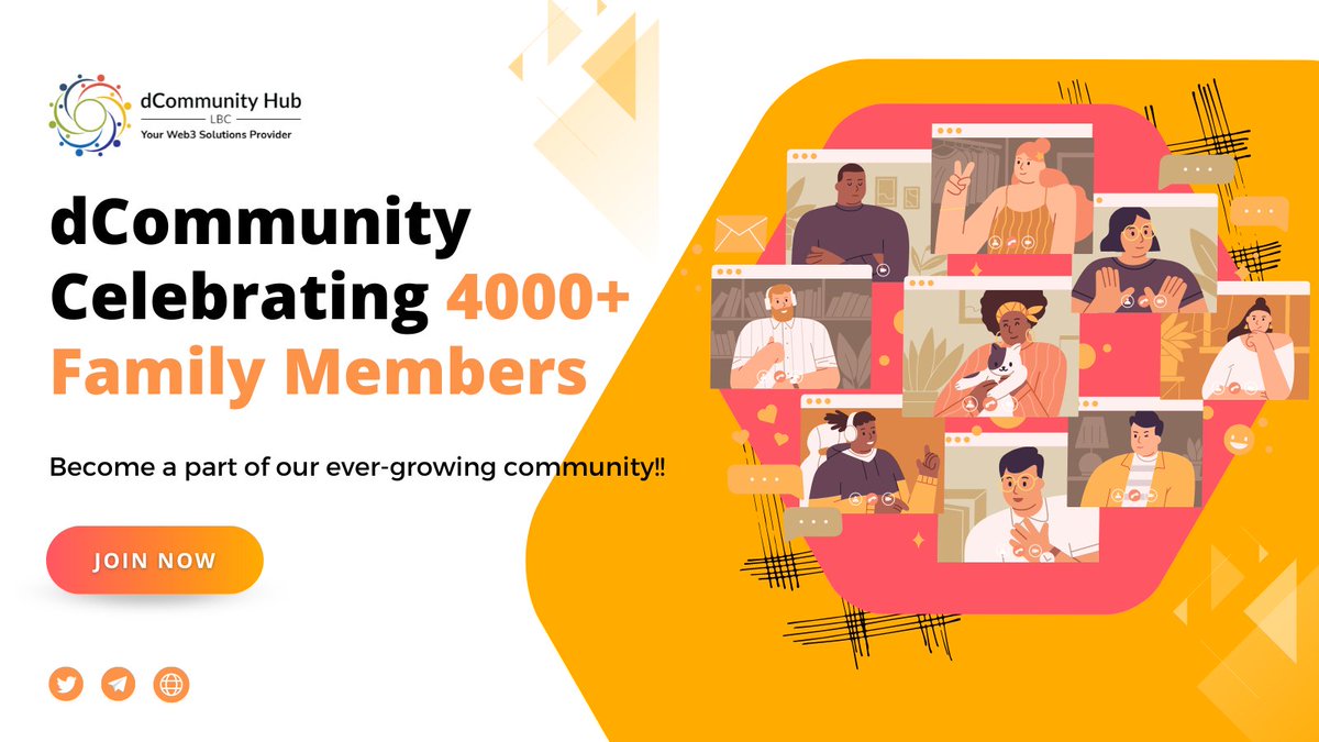 #dCommunity celebrating our 4000+ members family! Join the tribe and stay updated about upcoming events and contests.

Join us now: linktr.ee/dcommunity_main

#community #NFTCommunity #Giveaway #GameFi