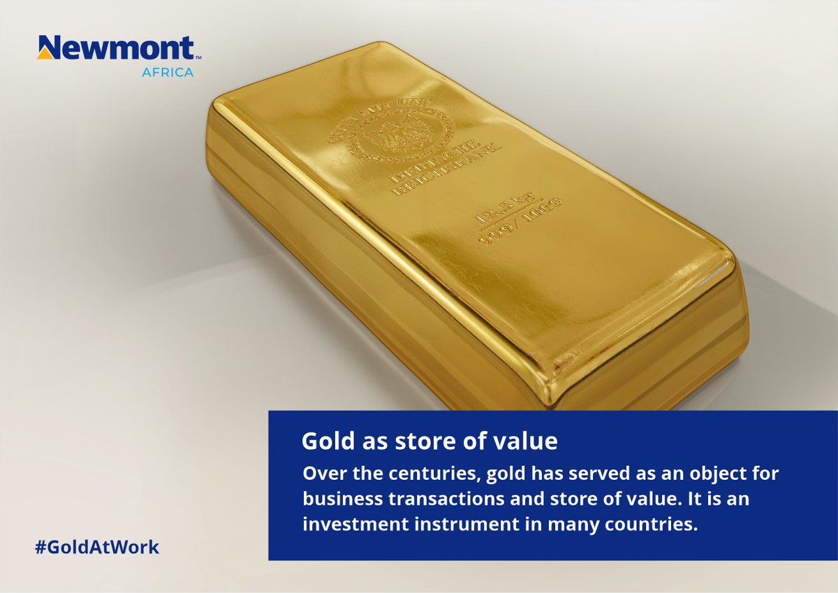 Newmont_Africa's tweet photo. Over the centuries, gold has served as an object for business transactions and store of value. It is an investment instrument in many countries. #GoldAtWork https://t.co/QqKL0FLBh8
