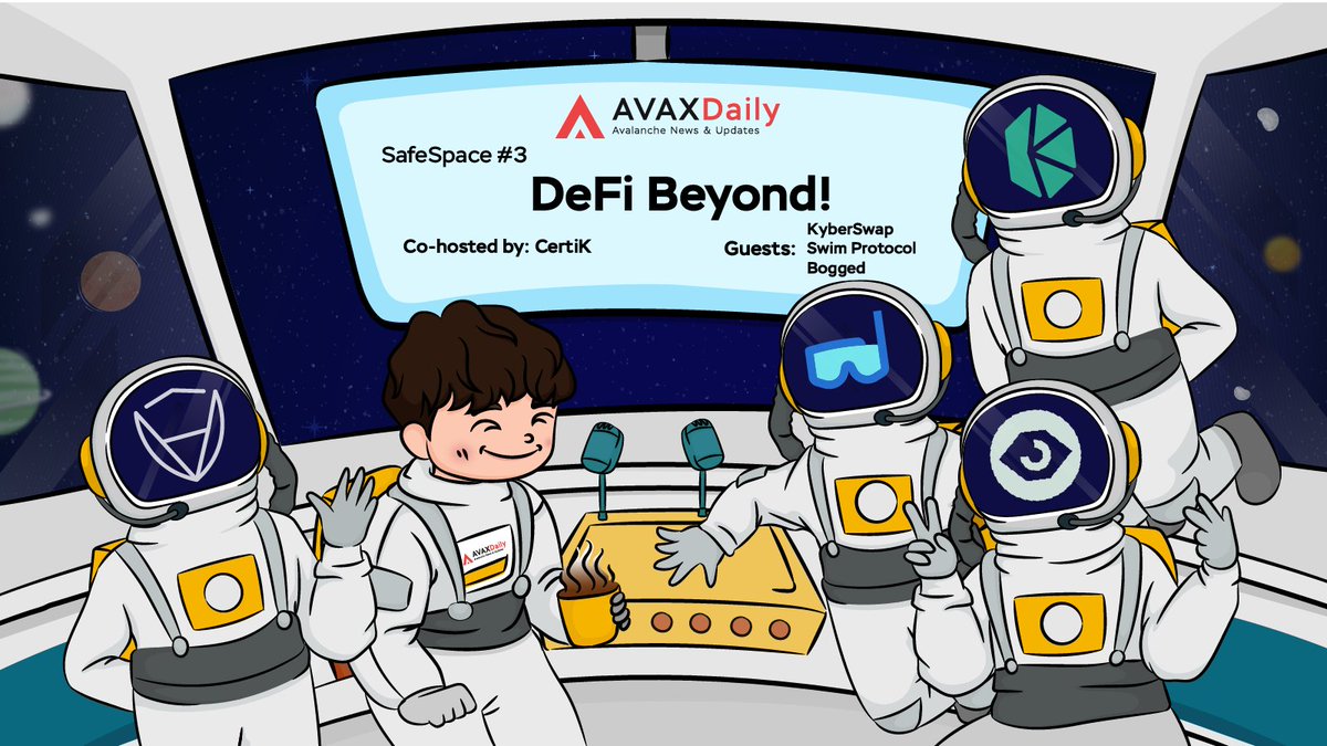 HYPERDailyTK's tweet photo. 🔻Get ready for our Podcast SafeSpace #3: DeFi Beyond!, co-hosted by:
@CertiK
@KyberNetwork
@boggedfinance
@SwimProtocol
📅Time: 10AM UTC, August 31st
📍Venue: https://t.co/vgt2MWqrPh
We welcome everyone to our Space session! Love to have you all there ❤️ https://t.co/NhwUM2REXd