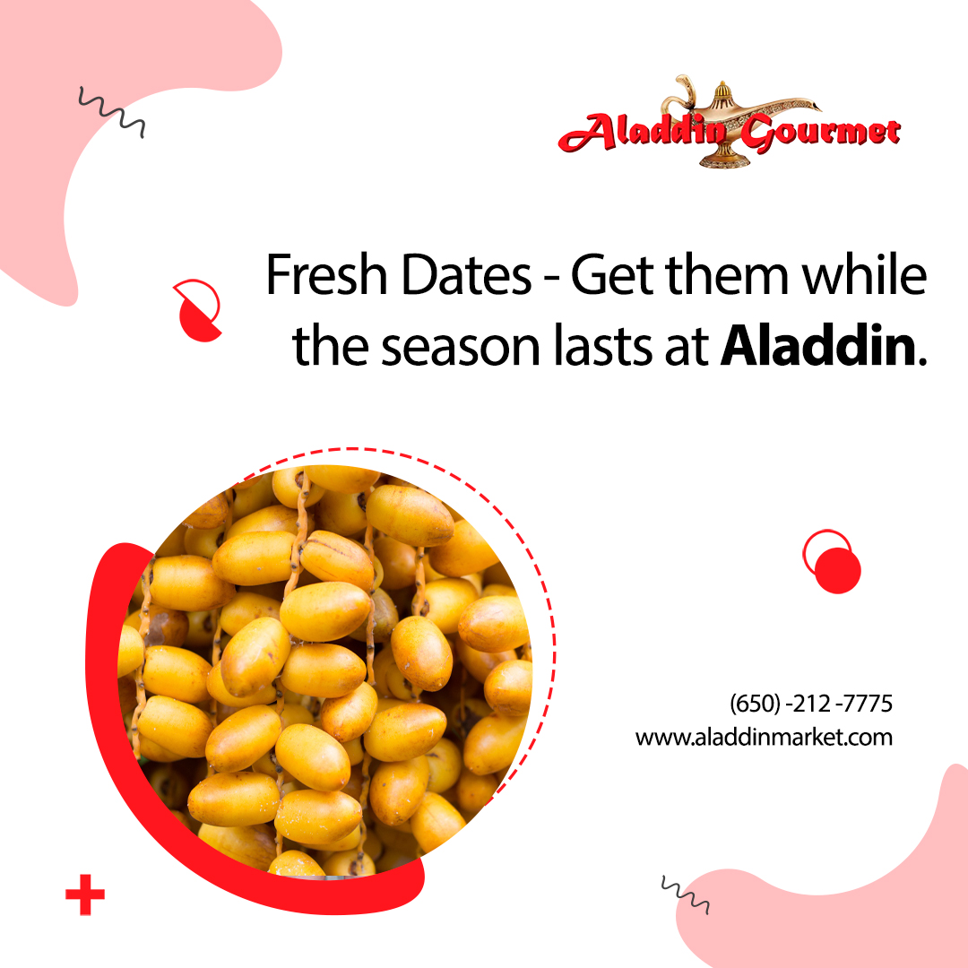 aladdingourmets's tweet photo. Fresh Dates - Get them while the season lasts at Aladdin.

#freshdates #dates #datesfruit #dateselection #datesseason #healthyfood #healthysnacks #dryfruits #aladdingourmet #seasonfruit #foodie #healthyfoodie  #SanMateo #aladdingourmet https://t.co/b8OOxmpO18