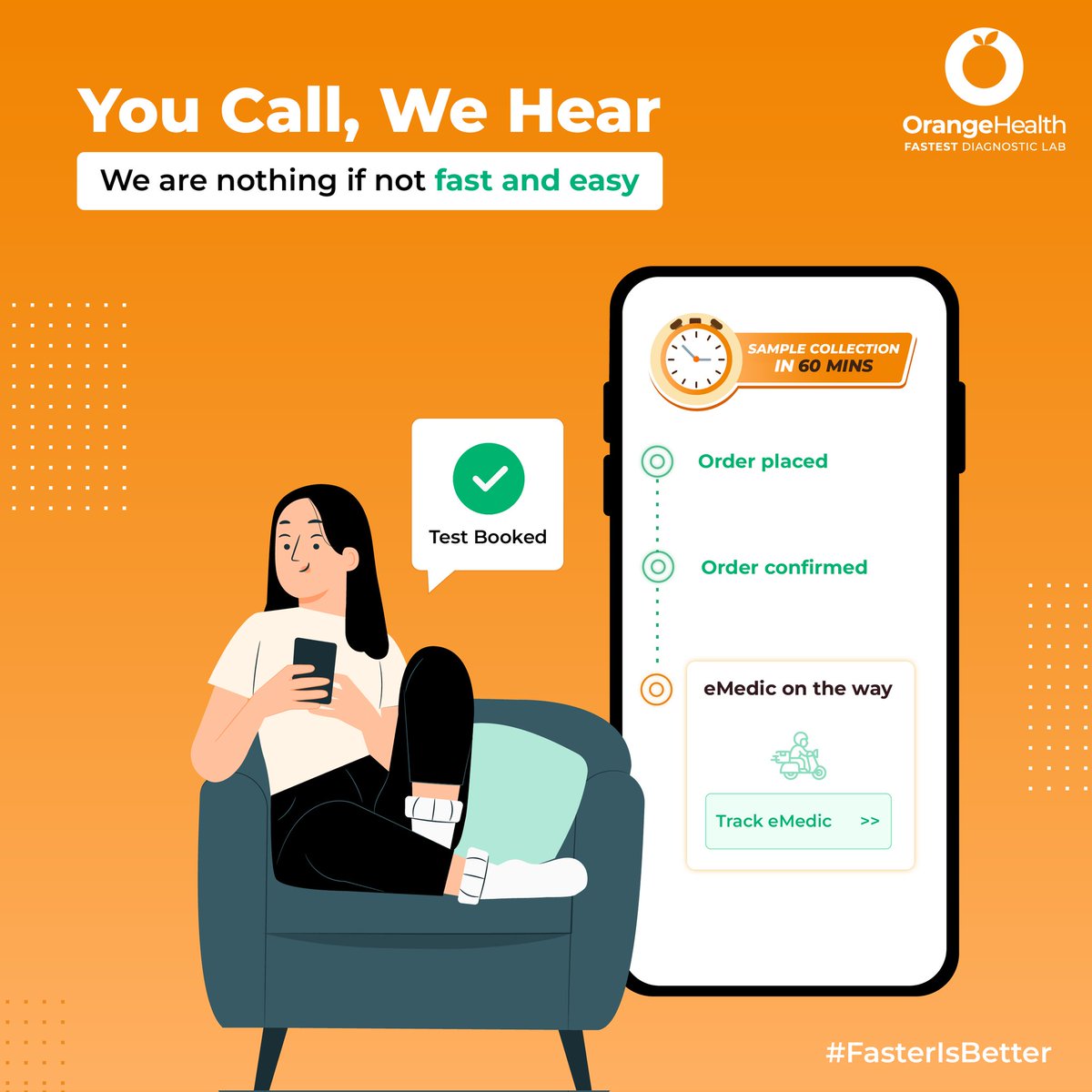 OrangeHealth_'s tweet photo. On time, every time! Amidst all the hustle and bustle, we strive to make healthcare hassle-free for you.
#fasterisbetter #orangehealth #fastestdiagnosticlab #testin60mins #realcarerealfast #reportsin6hours #samplecollection #fastdiagnostics https://t.co/Eyc1dFIa5I