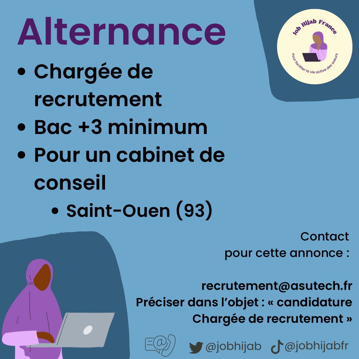 jobhijabfr's tweet photo. Plusieurs alternance à pouvoir dans le 93 ! Voile toujours accepté https://t.co/dNWF64soqC