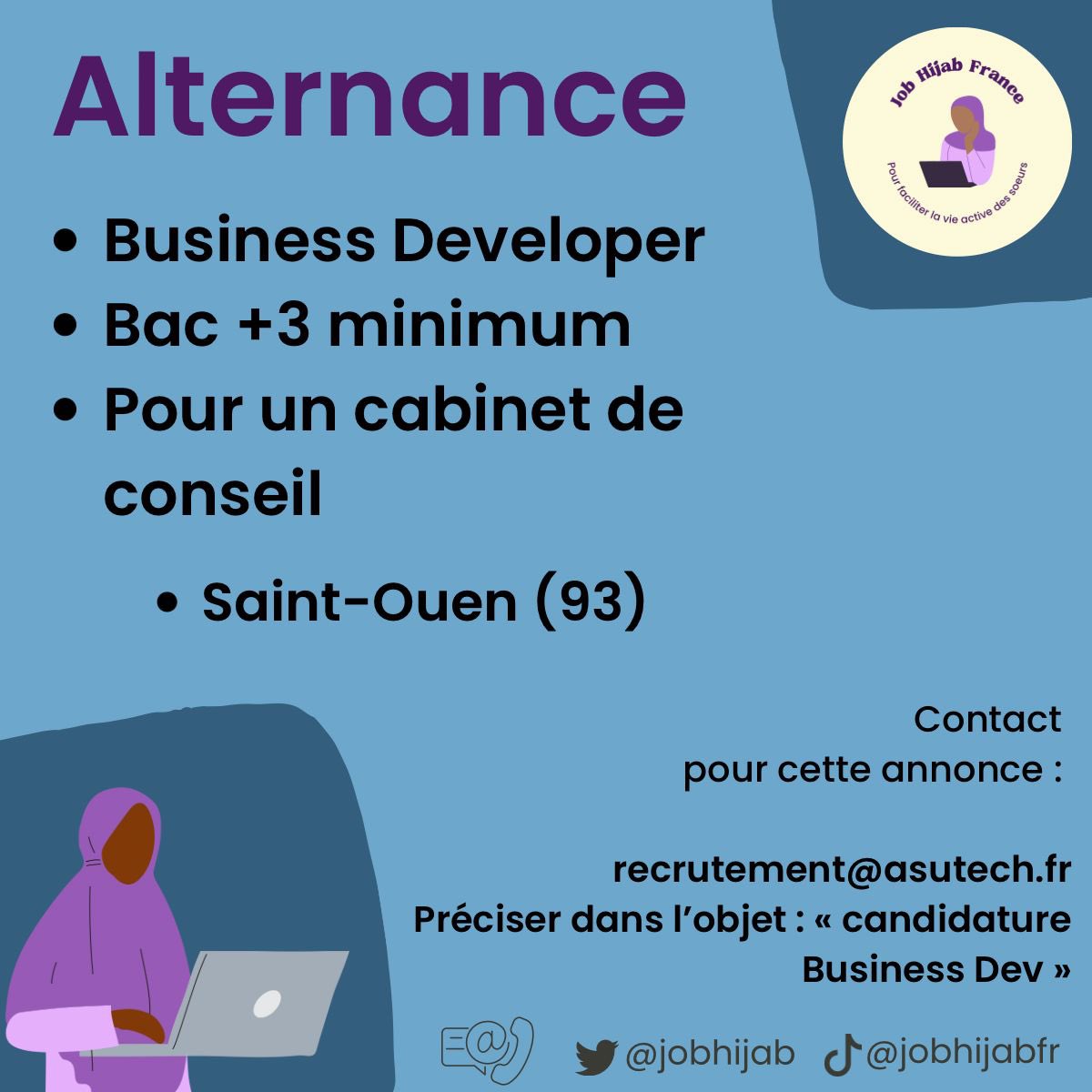 jobhijabfr's tweet photo. Plusieurs alternance à pouvoir dans le 93 ! Voile toujours accepté https://t.co/dNWF64soqC