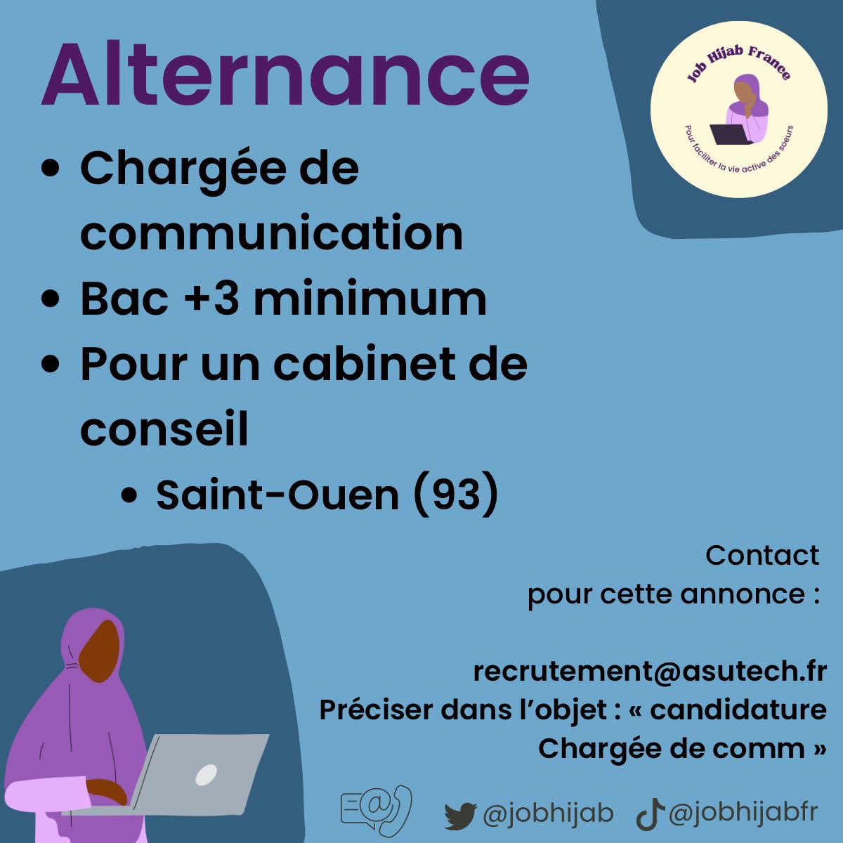 jobhijabfr's tweet photo. Plusieurs alternance à pouvoir dans le 93 ! Voile toujours accepté https://t.co/dNWF64soqC