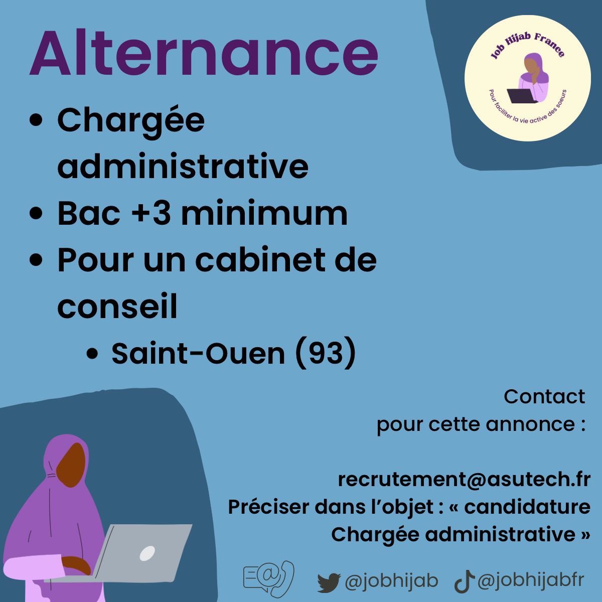 jobhijabfr's tweet photo. Plusieurs alternance à pouvoir dans le 93 ! Voile toujours accepté https://t.co/dNWF64soqC