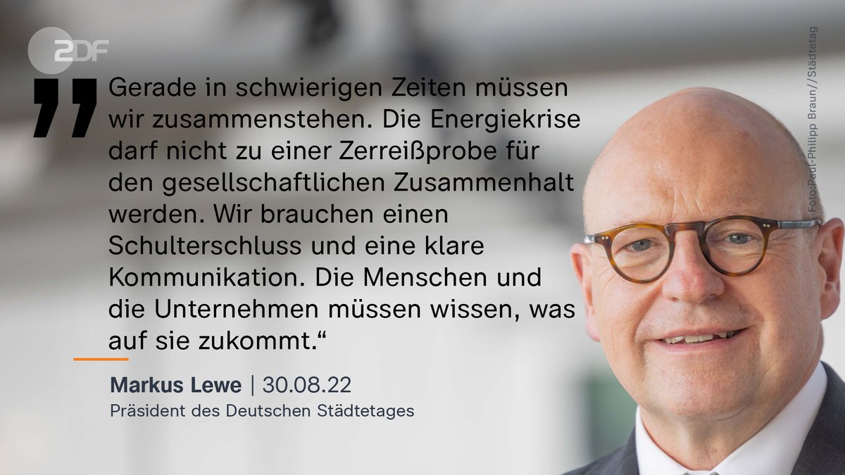 Der #Städtetag warnt wegen der hohen Energiekosten vor den sozialen und gesellschaftlichen Folgen und fordert weitere Entlastungen. Rentner, Studierende, Azubis, Alleinerziehende und Familien mit kleineren Einkommen in den Städten seien besonders betroffen. <a href="/ZDFheute/">ZDFheute</a> <a href="/staedtetag/">Deutscher Städtetag</a>