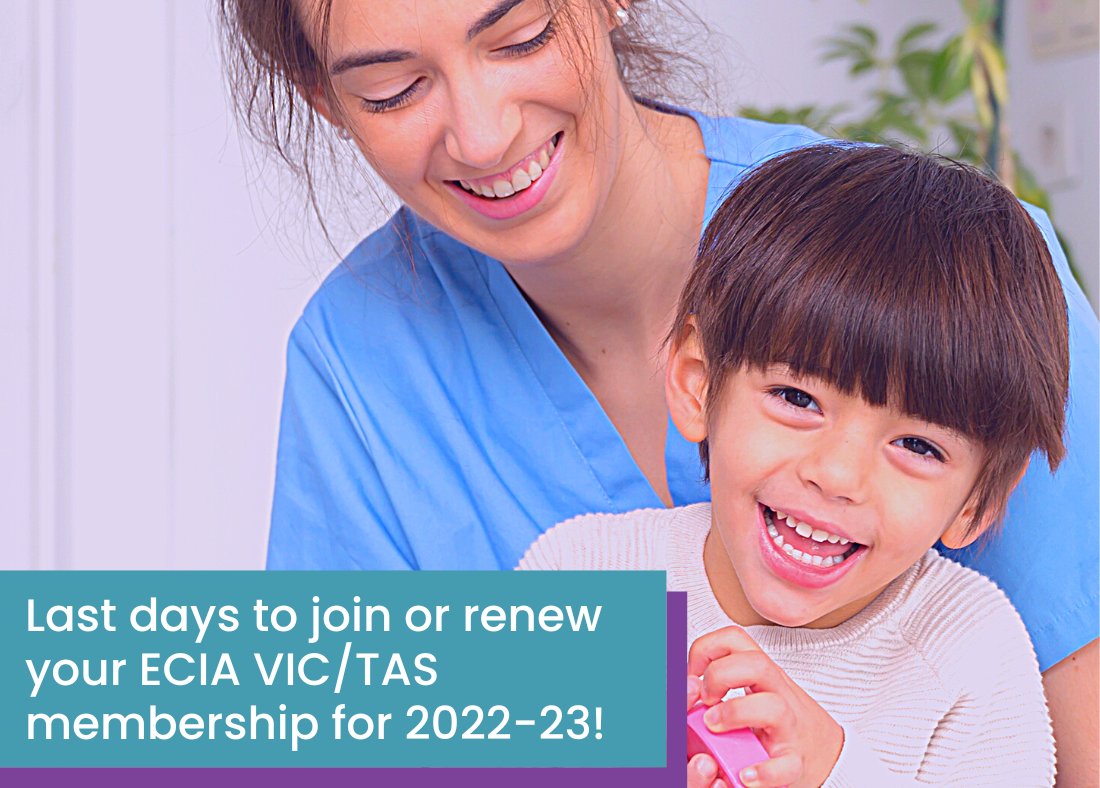 Tomorrow, 31 August is the last day to join us as a member in 2022-23! Help us achieve our mission to ensure every child and family has access to high quality, equitable and inclusive #earlychildhood services and care. Learn more and sign up today 💜 eciavic.org.au/membership