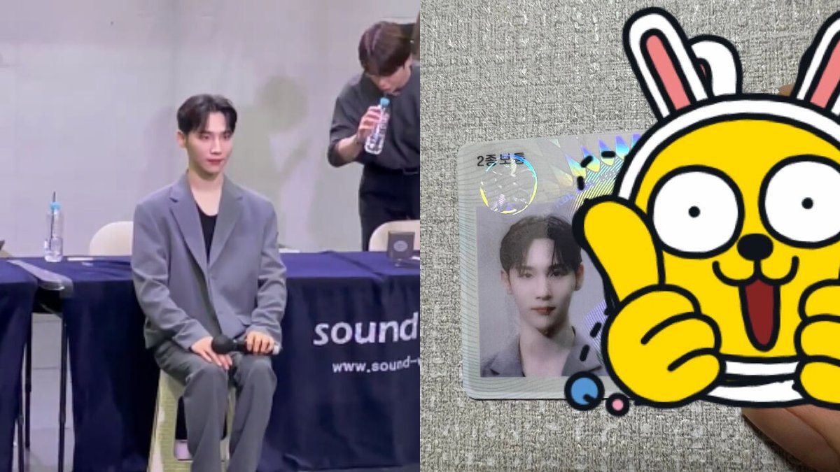 SBS_star's tweet photo. [VIDEO] #AB6IX #JEONWOONG really used a photo that his fan took of him at a fan signing event for his driver's license. #에이비식스 #전웅 @AB6IX @AB6IX_MEMBERS 

▶https://t.co/0CMu4FpiHn https://t.co/2OJHkRJ5uI
