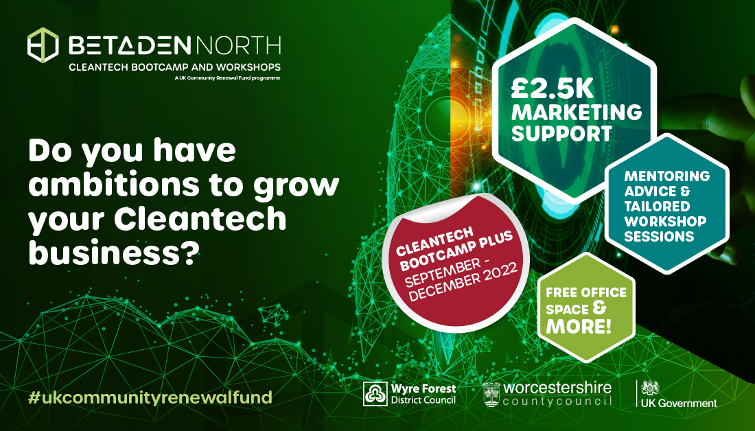 Do you have ambitions to grow your #cleantech business? If you have an innovative product/solution that needs developing, you could get:
✅ £2.5K Marketing Support 
✅ Mentoring advice
✅ Tailored Workshop Sessions 
✅ FREE Office Space &amp; more!
Apply now: bit.ly/3K34UI5
