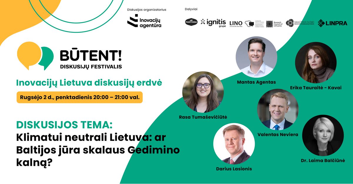 tumaseviciute's tweet photo. Exactly! The Debate Festival.
Climate Neutral Lithuania: Will the Baltic Sea wash away Mount Gediminas?
🗓️Friday, 2 September, 8-9 pm
📍Birštonas
#Inovacijųagentūra #Linpra #mantinga #Ignitisgrupė https://t.co/u5trRFerlk