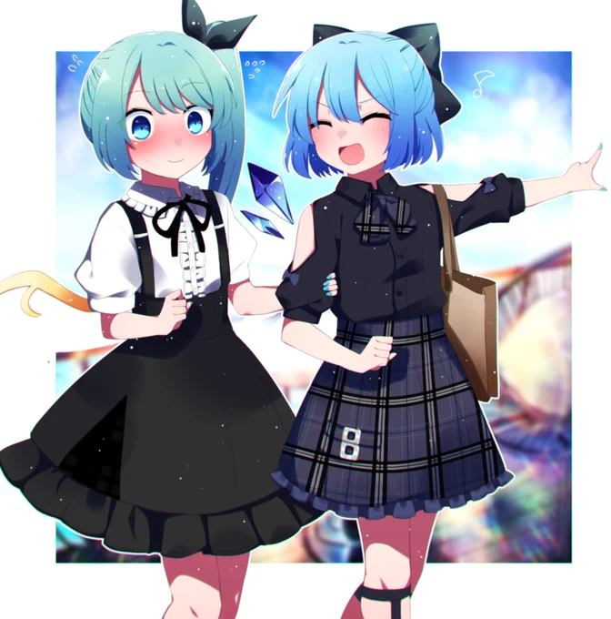 お出かけ中のチルノと大妖精 