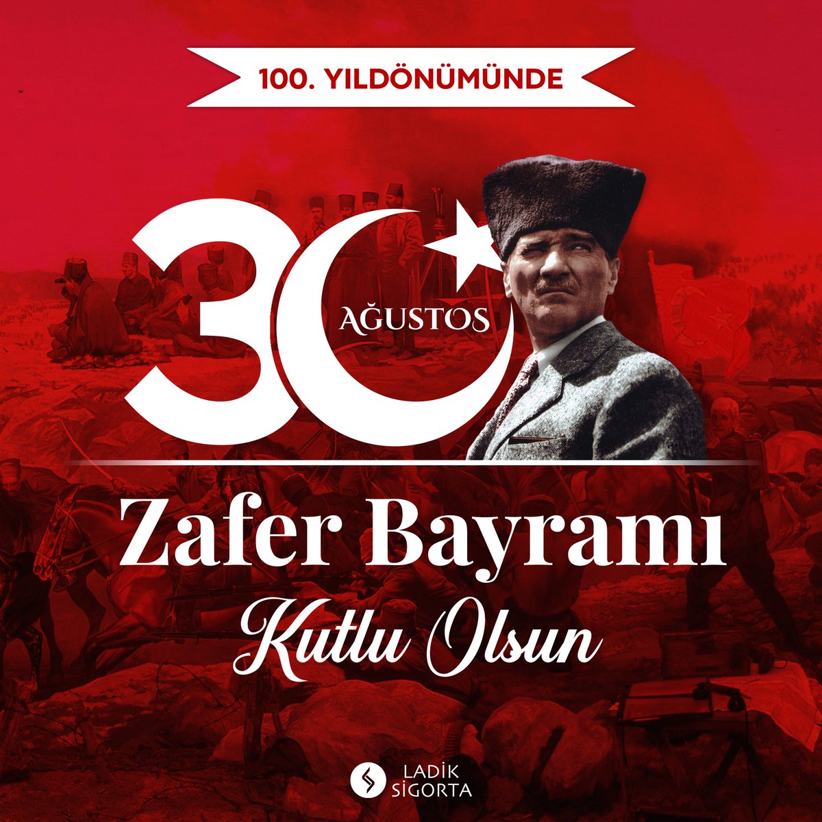 30 Ağustos Zafer Bayramımızın 100. yılı kutlu olsun. Büyük Önder Mustafa Kemal Atatürk başta olmak üzere, zaferle taçlanan milli mücadelenin tüm kahramanlarını saygı ve minnetle anıyoruz. 🇹🇷

#30ağustos #zaferbayramı #zafer #30ağustoszaferbayramı #mustafakemalatatürk