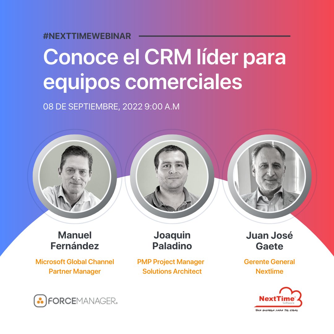 Os esperamos a todos el próximo 8 de septiembre con NextTime Software 🚀 Vamos a llevar juntos tus ventas al siguiente nivel #webinar #CRM #ventas #transformaciondigital 🔗Inscríbete gratis aquí 👉: lnkd.in/ecYGhTqV