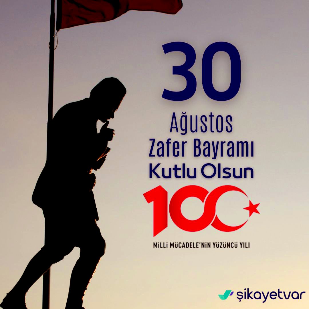 30 Ağustos Zafer Bayramımızın 100. yılı kutlu olsun. Başkumandan Mustafa Kemal Atatürk ve tüm kahramanlarımızı minnetle anıyoruz.