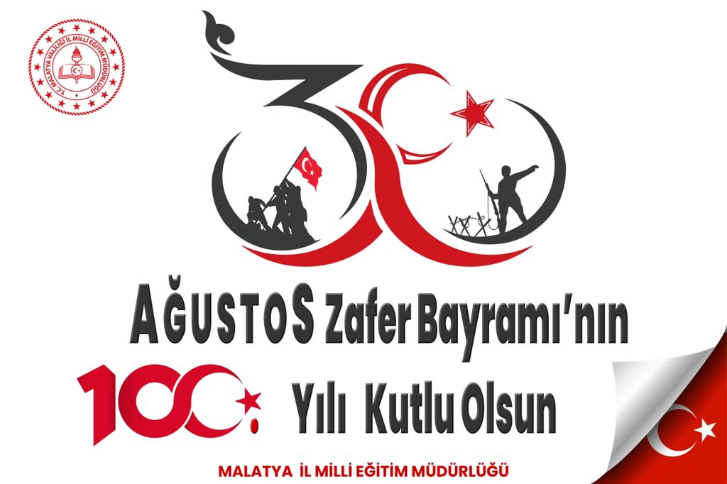 30 Ağustos Zaferimizin 100. yıl dönümünde başta Gazi Mustafa Kemal Atatürk ve silah arkadaşları olmak üzere tüm kahramanlarımızı saygı, rahmet ve minnetle anıyoruz. <a href="/MalatyaMem/">MALATYA İL MİLLİ EĞİTİM MÜDÜRLÜĞÜ</a> <a href="/yesilyurtmem44/">Yeşilyurt İlçe Millî Eğitim Müdürlüğü / MALATYA</a>