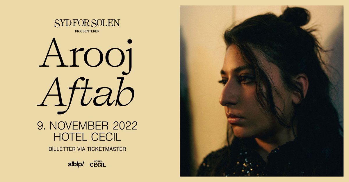 smashbangpow's tweet photo. Glæd dig til en helt særlig aften i SYD FOR SOLENs tegn, når vi tager det første skridt mod næste års musikfestival og præsenterer den pakistansk-amerikanske sanger og komponist Arooj Aftab på Hotel Cecil 9. november 🤩
https://t.co/q6R9gC6Ruj @arooj_aftab @hotelcecilcph #sfs23 https://t.co/pGoJ0OROxU