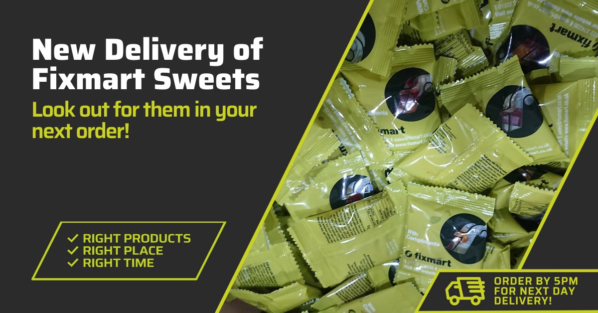 Fixmart_Ltd's tweet photo. The latest delivery of Fixmart sweets has arrived and will start to be sent out with all orders! 📦🍬😋  
#Fixmart #Sweets #CustomerTreat https://t.co/uu4KHNvPy9