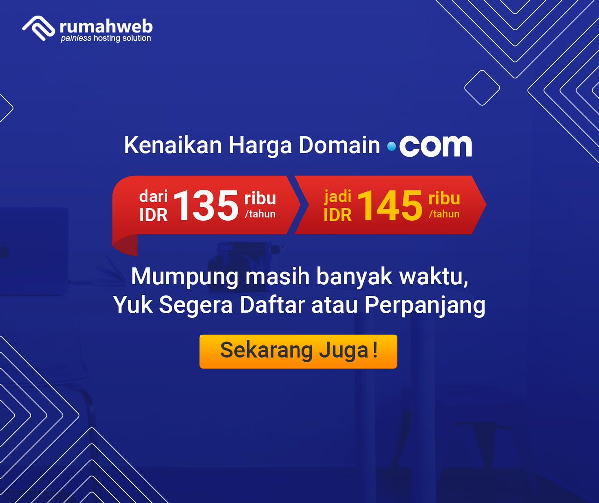 rumahwebtweet's tweet photo. Eh, tapi nggak usah panik. Masih ada waktu untuk memesan dan melakukan perpanjangan domain Warga RW. Biar lebih hemat, aktifkan multi year domain aja!
#BisnisOnlineShop #PromoDomain #domainindonesiamurah #DomainIndonesia #PromoCOM https://t.co/bBwxAd6B1A