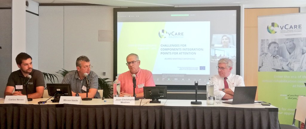 Alvaro Martinez and Mircea Vasile showing how different components were integrated under the umbrella of <a href="/vCare_project/">vCare_project</a> living labs technology.
The fruit of collaboration of several contries: 🇷🇴 <a href="/simaviromania/">SIMAVI</a> 🇮🇹<a href="/imaginary_italy/">imaginary</a> 🇪🇸 <a href="/mysphera/">MYSPHERA</a> 🇩🇪@TUDigitalHealth 🇦🇹 <a href="/AITtomorrow2day/">AIT</a>