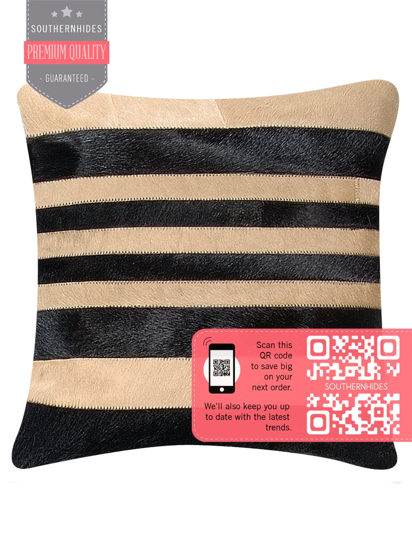 Hide Stripes Throw Pillow - Striped Pillow tinyurl.com/y2krapfd #RoomDecor #LeatherStrips #WhiteDecor #BlackPillows #TanPillowCover #BlackandWhite #CowhidePillow #MidCenturyModern #HideStripesPillow #StripedPillow #BlackWhitePillow #BlackDecor #SolidBlackPillow