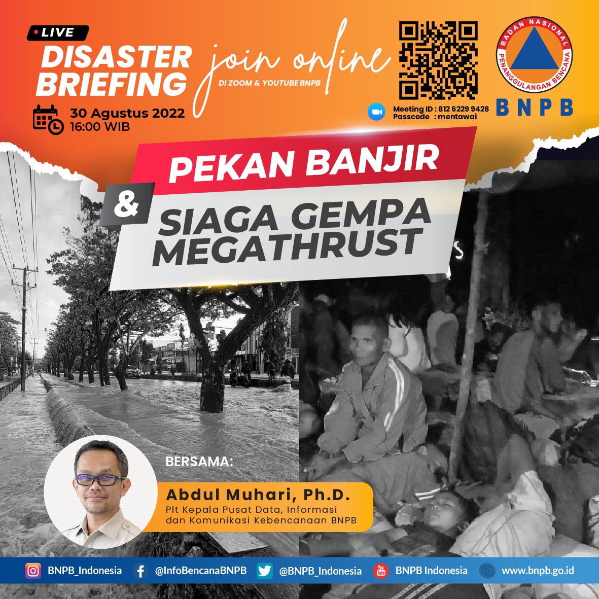 Halo #SahabatTangguh!

Hari ini DISASTER BRIEFING akan membahas isu bencana yang baru saja terjadi di Tanah Air, salah satunya Gempa (M)6,4 di Kepulauan Mentawai, Sumatra Barat.

Simak diskusinya hari ini, pukul 16.00 WIB.

Simak melalui:
youtu.be/bQ50GPsscUY

#BNPBIndonesia