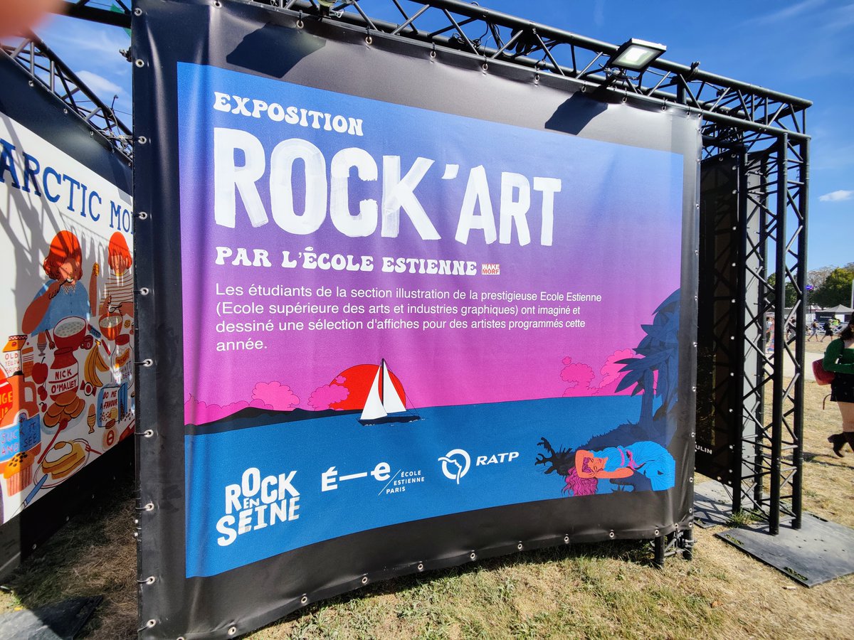 gmonnain's tweet photo. Quel festival @rockenseine ! 🤘Toujours à l'affut des productions visuelles, superbe découverte cette expo Rock'Art de l'école #Estienne Bravo aux artistes ! 👏 #RES 1/2 https://t.co/bpfznPJcJJ