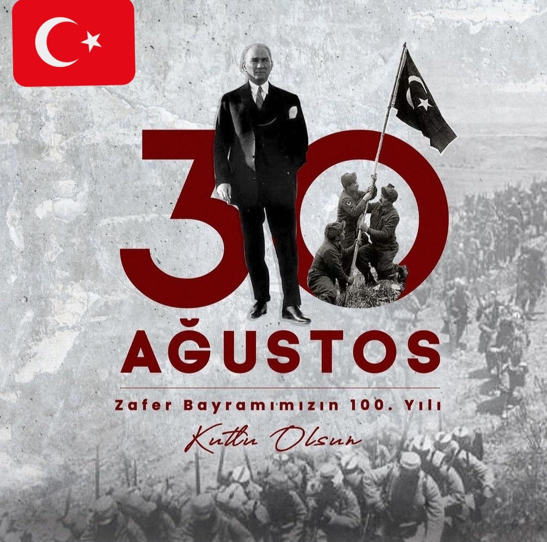 Caanmett's tweet photo. Tam 100 yıl önce bugün, sonsuza kadar kıymeti bilinecek, gururu yaşanacak, nesilden nesle anlatılacak bir zafer destanı yazdık.

#30AğustosZaferBayramı kutlu olsun. https://t.co/RwVLPqYcbI