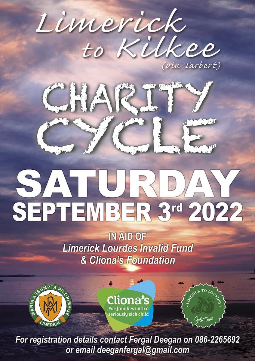 ClionasFDN's tweet image. Countdown to the Limerick tio Kilkee scenic route cycle taking place this Saturday 3rd.

Always a super day out and a few slots still left
To register and for further detail contact deeganfergal@gmail.com