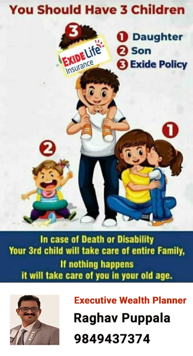 NAdsxcell's tweet image. Exide Life Insurance for more details Call:9849437374
#exidelifeinsurance #death #disability #family #exidepolicy #takecare #wealthplanner