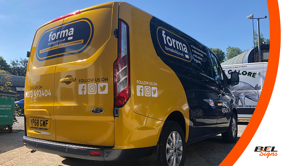 belsigns's tweet photo. Want #vansignage that stands out and doesn’t cost the earth? What about this part wrap? With a contrasting colour, the photo doesn’t do the Hexis vinyl justice! @info_forma 
#vansignwriting #vandecals #largeformatprint #CADcutVinyl #vanwrap #Hexis #uselocal #signage #Horsham https://t.co/5CVs2UWFIl