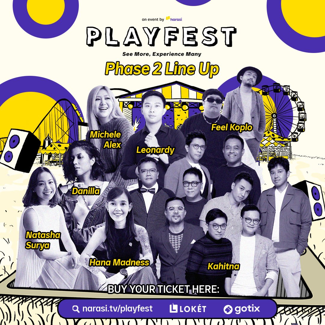 BinusTV's tweet image. Here’s our second phase line up! &amp;amp; Regular Tickets are NOW ON SALE!!! 📣✨

17 September 2022 di Istora Senayan. Save your spot now at narasi.tv/playfest.

Kamu juga bisa beli tiketnya di @loketcom dan @gotix.id, ya! 🤩 | Playfest

#Playfest2022 #ReactivateYourSense