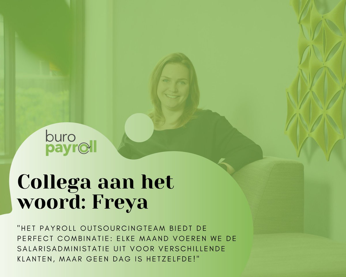 BuroPayroll's tweet photo. Wat houdt werken bij Buro Payroll in... 💭 Wie kunnen dat beter vertellen dan onze eigen collega's! 
👉🏼 Dit keer een quote van Freya over haar functie binnen het payrollteam outsourcing.
Lees haar volledige ervaring via: https://t.co/w8OBKaZ4Gx 
#werkenbij #vacature #payroll https://t.co/6DHGyoDksz
