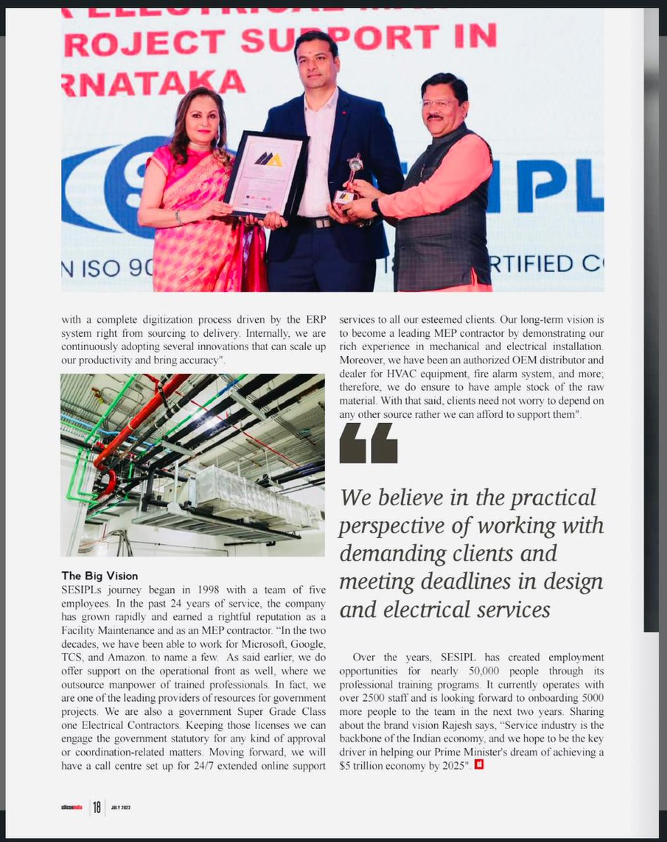 SESIPL's tweet photo. We’re extremely delighted to share that our founder &amp; CMD Shri Rajesh Shetty has been featured on the cover page of “ SILICON INDIA” July 2022 Edition. Our CMD talks about his journey in the last 24 years, has set an incredible benchmark in the service sector industry.
(1/) https://t.co/9rCHJoWfG9