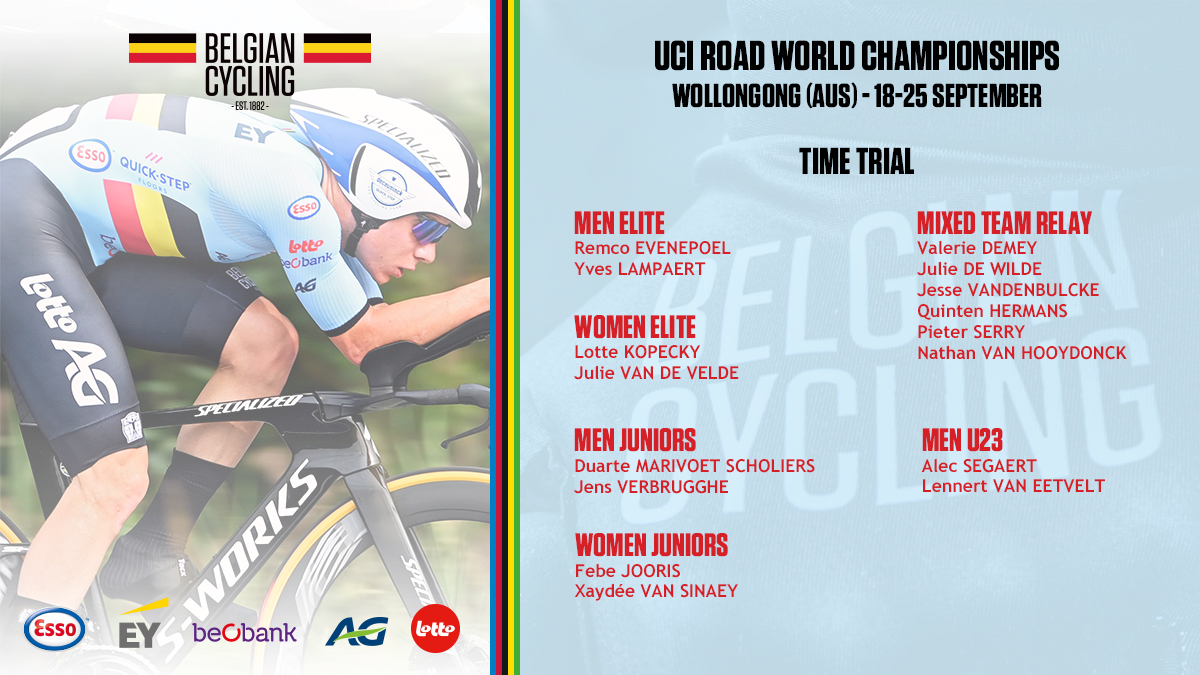 Find out who's selected for the Individual Time Trials and the Mixed Team Relay at Wollongong 2022 ⏱🌈 | bit.ly/3Rb5ZA6

#Wollongong2022 #BelgianCycling