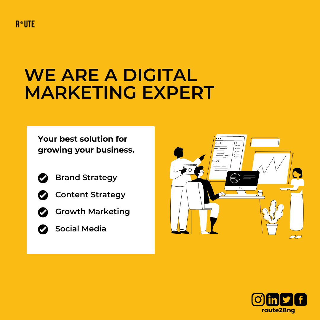 route28ng's tweet photo. To get the best, you need to hire the best. Our job is to turn heads so that everyone can see it shine.
.
Contact Us!
☎️: +234-702-500-2900.
📧: info@route28.ng
.
.
#marketing #marketingdigital #marketingstrategy #marketingtips #marketingagency https://t.co/Yb3J8RZKs9