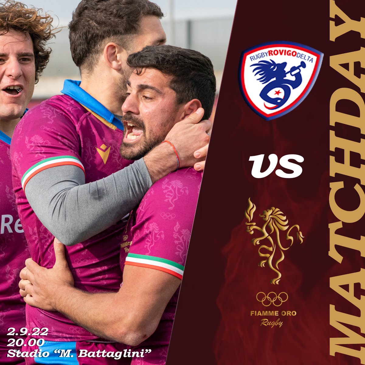 🔥🏉 Le Fiamme proseguono il percorso di avvicinamento al #PeroniTOP10 22-23 con la seconda amichevole ven 2/9 vs <a href="/RugbyRovigoDelt/">Rugby Rovigo Delta</a> 
🔥 Rugby Rovigo v Fiamme Oro 
🏟 "Mario Battaglini", Rovigo
📅 2.9.22
⏰ 20
#noisiamolefiamme #essercisempre #giochiamopervoi  #ROVvFOR