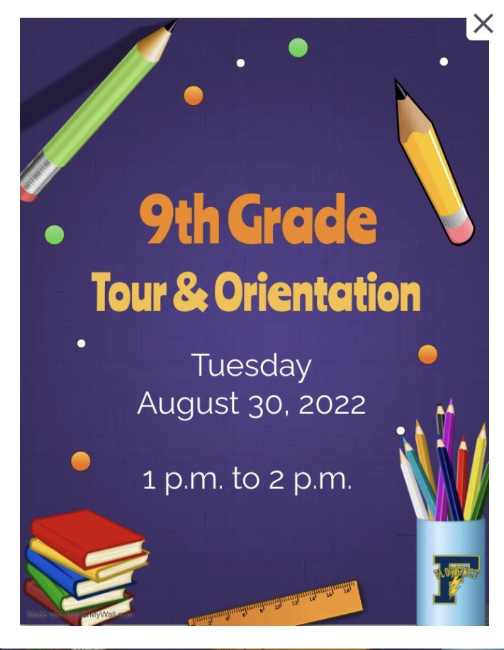 FTSD_'s tweet photo. @FTSD_ Today is the day we happily welcome our Kindergartners and 9th graders for a sneak peak of their new school!  We hope to see you there! 💙💛⚡️@FTSD_Roebling @FTSD_HS https://t.co/xW6b95kJkY