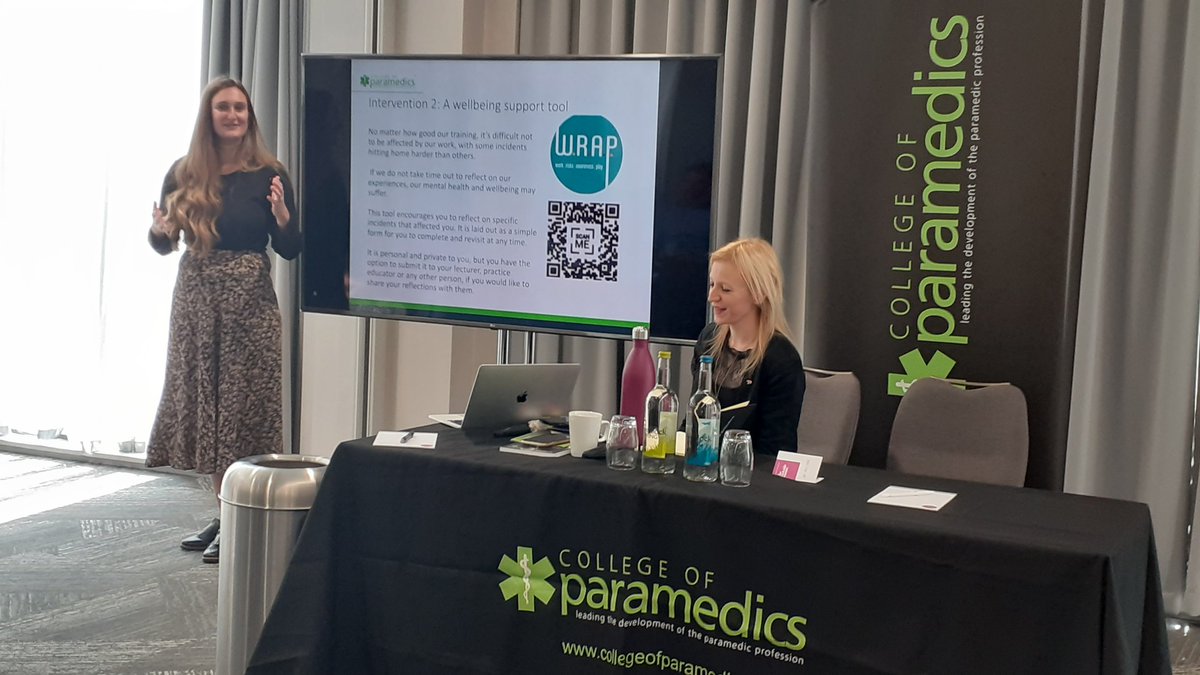 lizharrisFCPara's tweet photo. Launch of @ParamedicsUK WRAP tool with @EmmaGeis2 and @K_Pavoni - providing a structured tool to support #studentparamedics to reflect on the emotional risks of the work that they do, promoting improved #wellbeing.
#FWMHP https://t.co/izOOeIPWO6