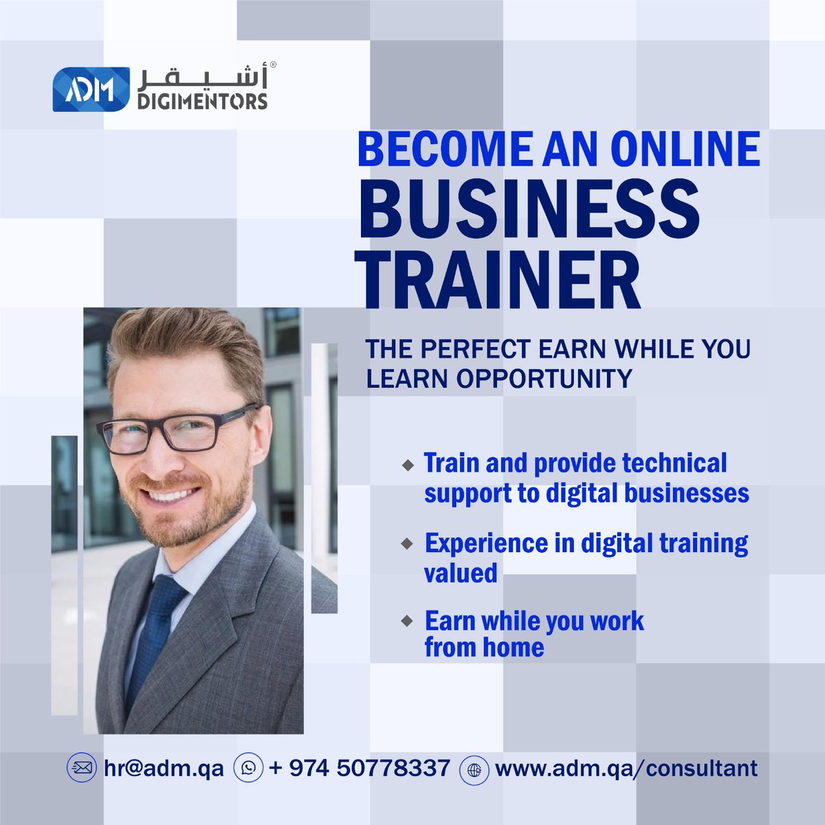 AshegharDigi's tweet photo. Apply now at https://t.co/MxpVKQEoXv 

ADM Qatar presents an unique opportunity to become an online business trainer.

You get to work from home, full or part time, at your own pace and earn up to 2,000 USD per month. https://t.co/RBscjs7QEv