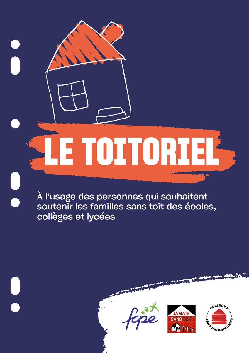 Pour sensibiliser les citoyens, enseignants et parents d'élèves, un toitoriel a été publié pour donner des pistes de mobilisation. @CollAssoUnies <a href="/jamaissanstoit/">Jamais Sans Toit</a> 
Pour télécharger le toitoriel, c'est par ici 👉
eleves-sans-toit.fr/ressources/le-…