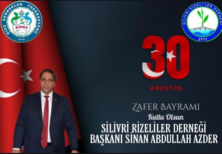30 Ağustos; zafer, gurur ve kahramanlık destanının yazıldığı gündür.
30 Ağustos Zafer Bayramı vesilesiyle, başta Gazi Mustafa Kemal Atatürk ve silah arkadaşları olmak üzere tüm şehit ve gazilerimizi rahmetle, #SilivriRizeliler #SinanAbdullahAzder