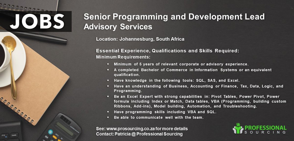ProSourcingZA's tweet photo. https://t.co/j0ItxaAwx6

Our client is a well-established Economics Advisory Firm that specialises in providing clients strategic advice, industry and regulatory insights, benchmarking, and risk analyses.

#programming #Excel #developmentlead #JobSeekersSA #prosourcing https://t.co/N8MF0BQPgu