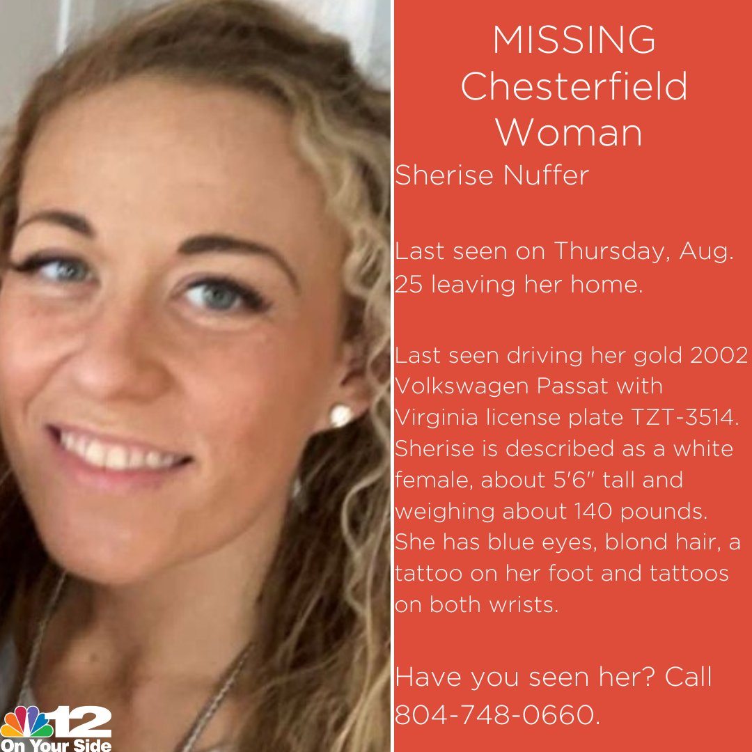 SHARE NOW: Chesterfield police are asking for the public's help in finding 28-year-old Sherise Nuffer.
