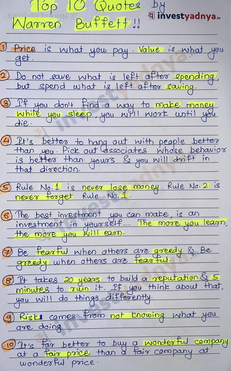 AdeParimal's tweet photo. Top 10 Quotes by Mr Warren Buffett! 
Plz do retweet for max reach🙏🏻🙏🏻🙏🏻 https://t.co/JtYwxOGbrw