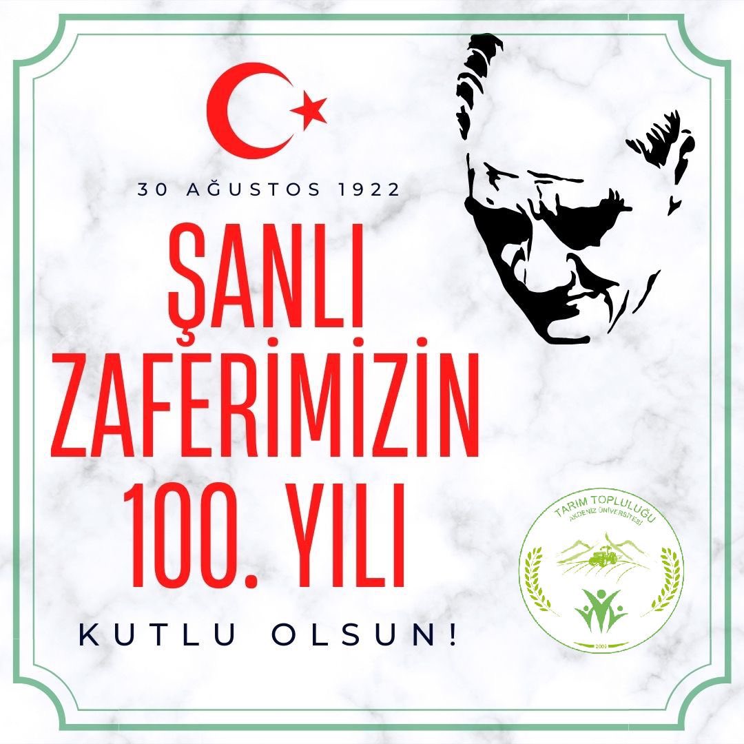 BAZI ZAFERLER SONSUZA DEK KUTLANIR, 
GURURLA VE COŞKUYLA!🇹🇷
Ulu Önderimiz Mustafa Kemal ATATÜRK’ü ve silah arkadaşlarını rahmet, minnet ve özlemle anıyoruz
“Milletin istiklalini, yine milletin azim ve kararı kurtaracaktır”
MUSTAFA KEMAL ATATÜRK
#30AğustosZaferBayramımızKutluOlsun